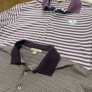 Peter Millar (two) mens large golf shirts.